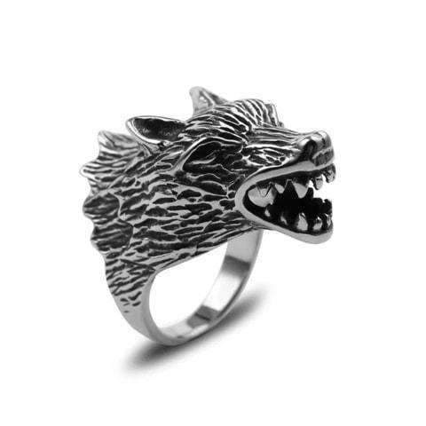 Bague Tête de Loup Antique (Acier)